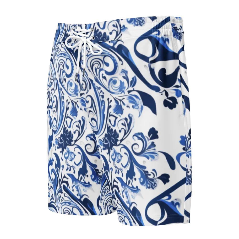 Blue Porcelain Dance on Men's Board Shorts — Front