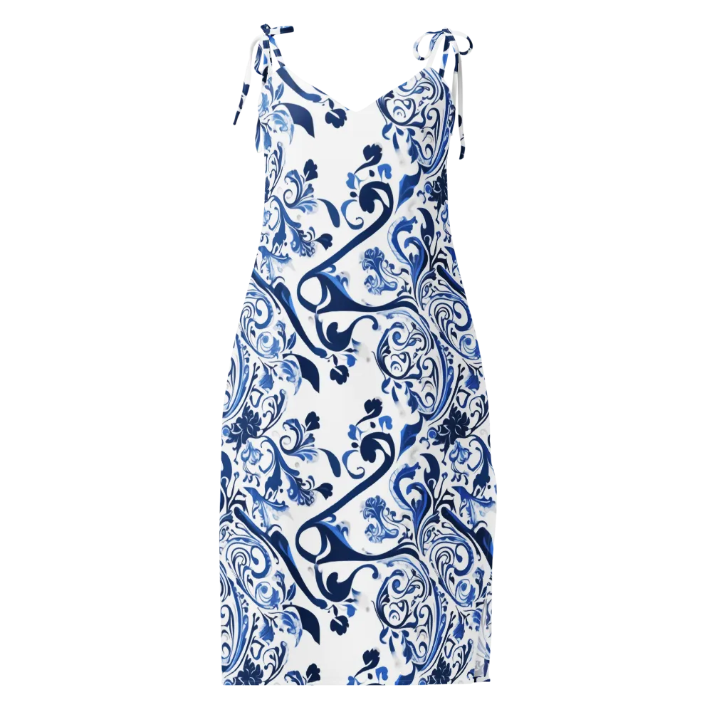 Blue Porcelain Dance on Slip Dress — Front