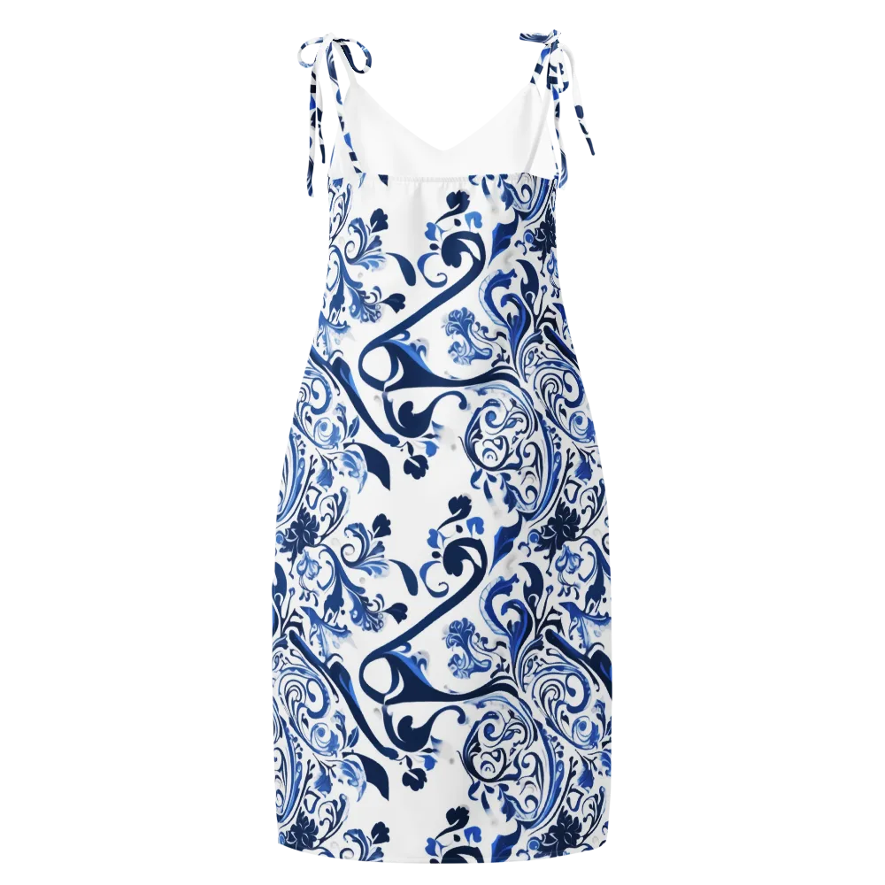 Blue Porcelain Dance on Slip Dress — Back