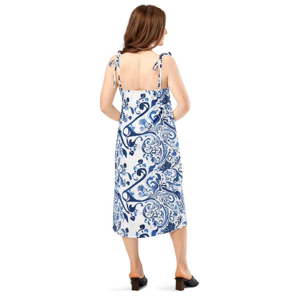 Blue Porcelain Dance on Slip Dress — Back