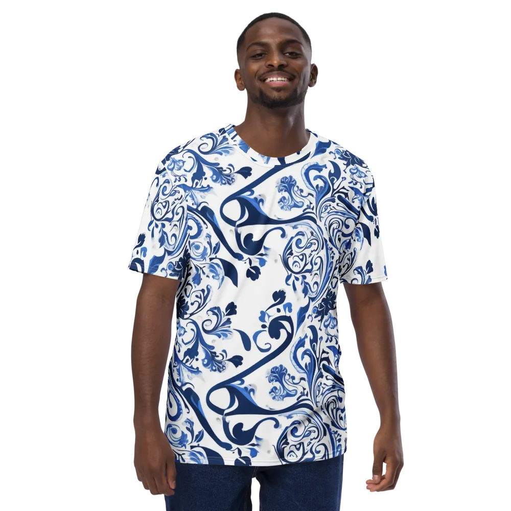 Blue Porcelain Dance on Men's Crew Neck T-Shirt — Front