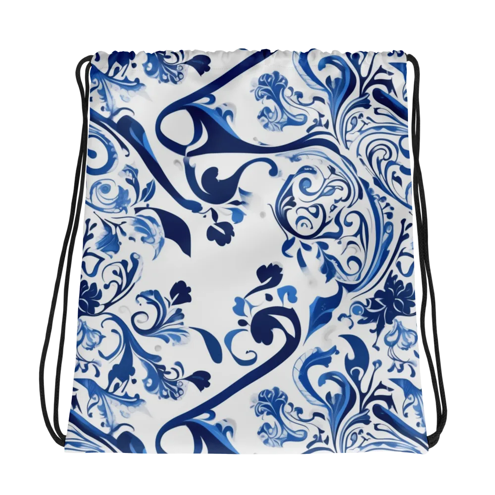 Blue Porcelain Dance on Drawstring Bag — Photo
