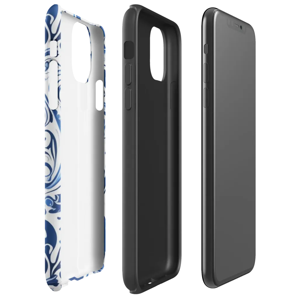 Blue Porcelain Dance on Tough Case for iPhone® — Right