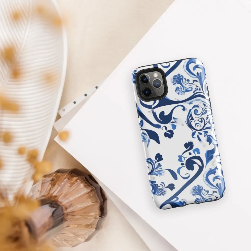 Blue Porcelain Dance on Tough Case for iPhone® — Front