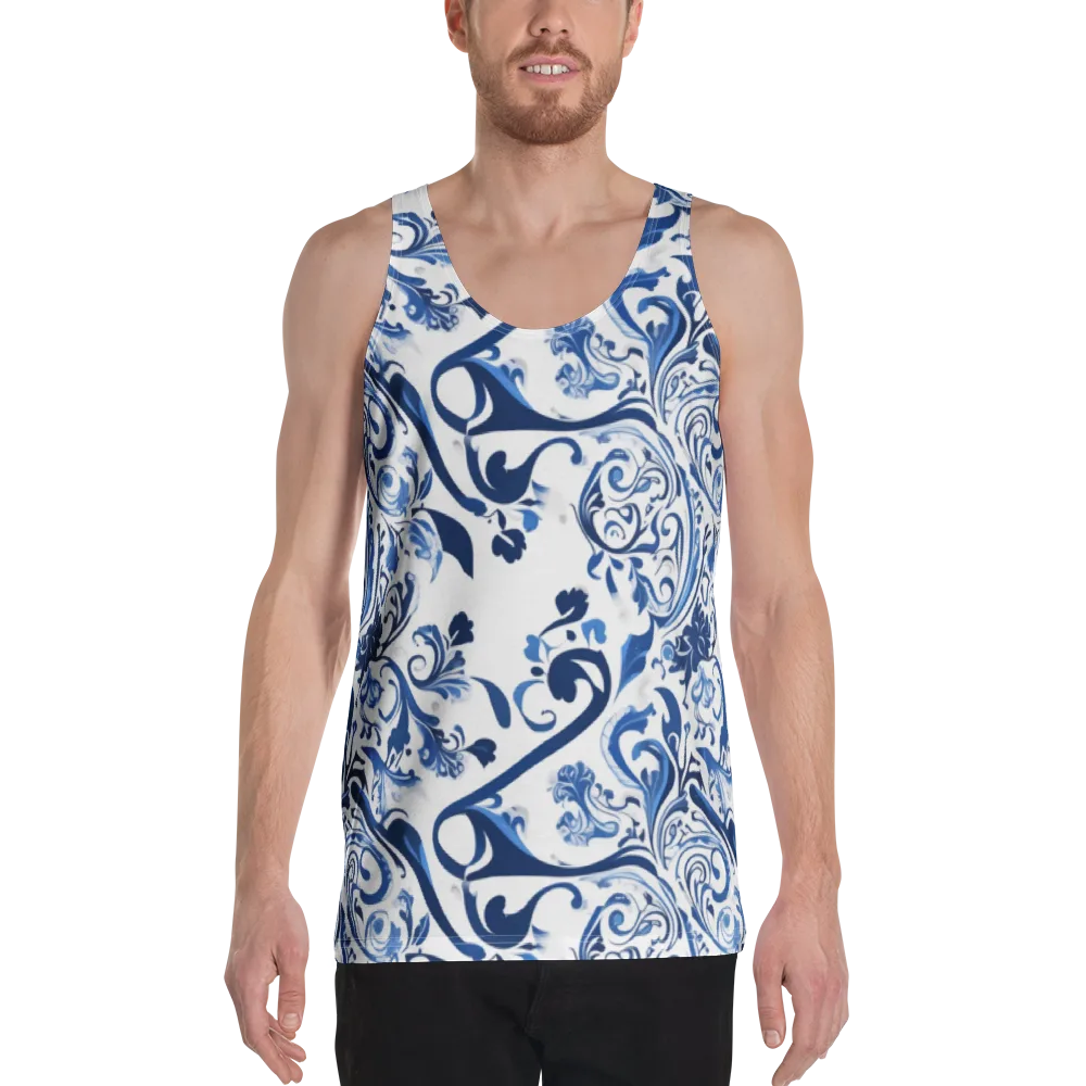 Blue Porcelain Dance on Men's Tank Top — Front