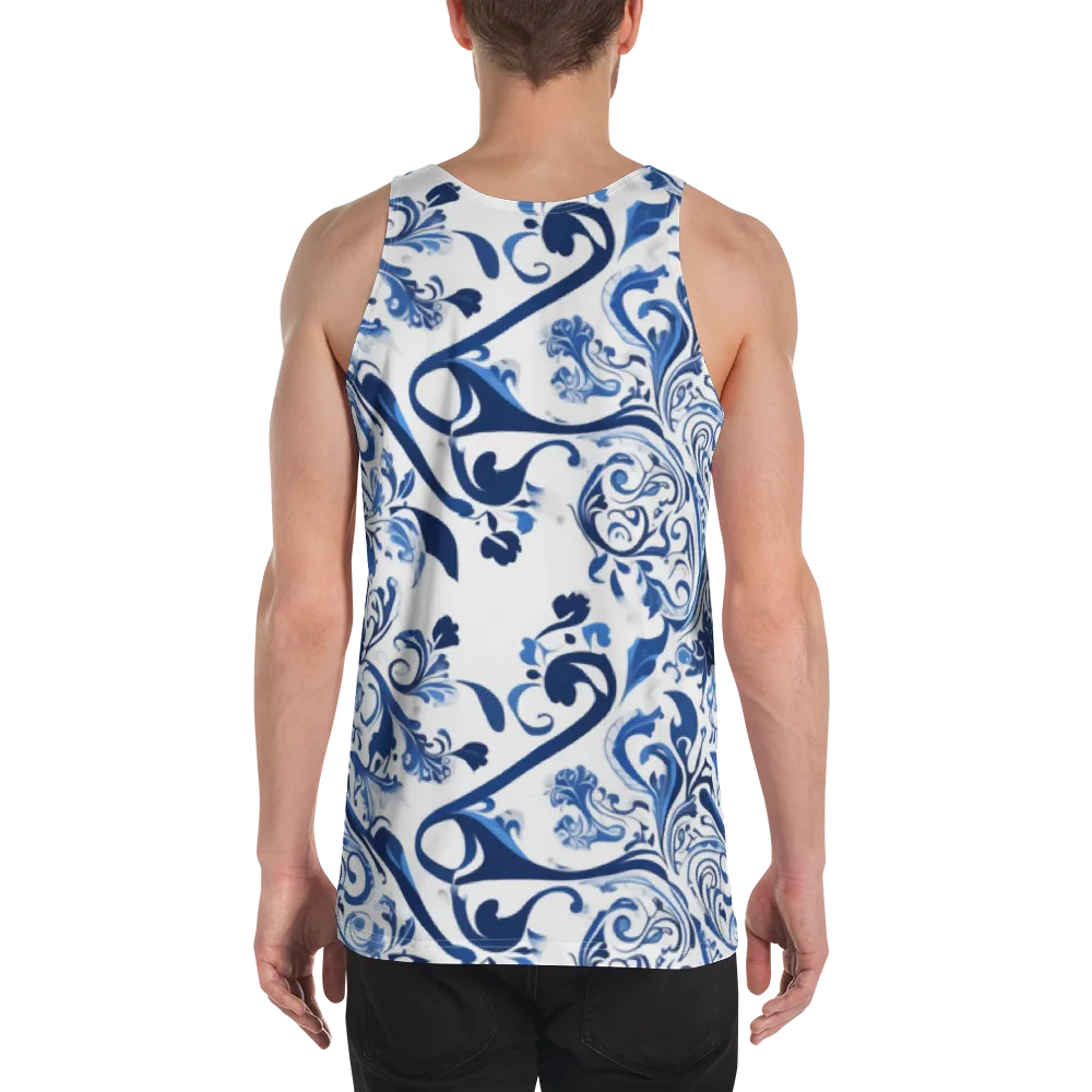 Blue Porcelain Dance on Men's Tank Top — Back