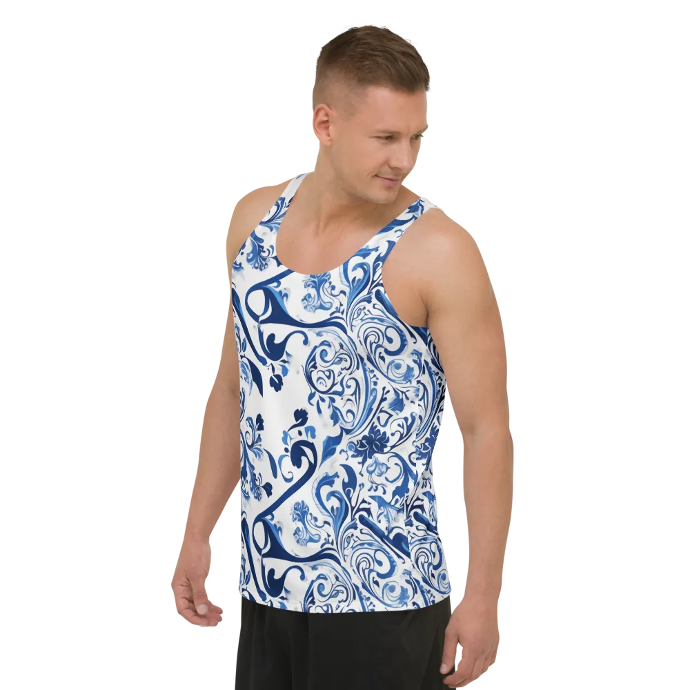Blue Porcelain Dance on Men's Tank Top — Left Front