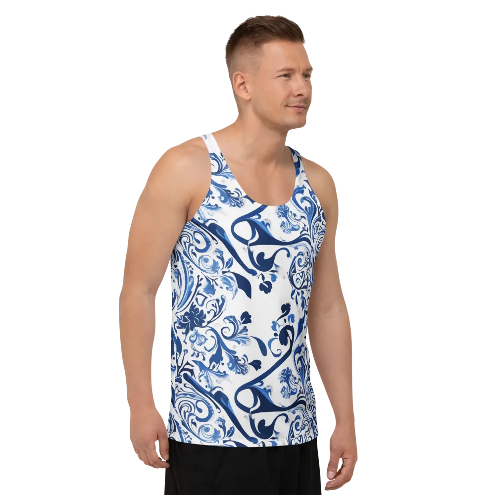 Blue Porcelain Dance on Men's Tank Top — Right Front
