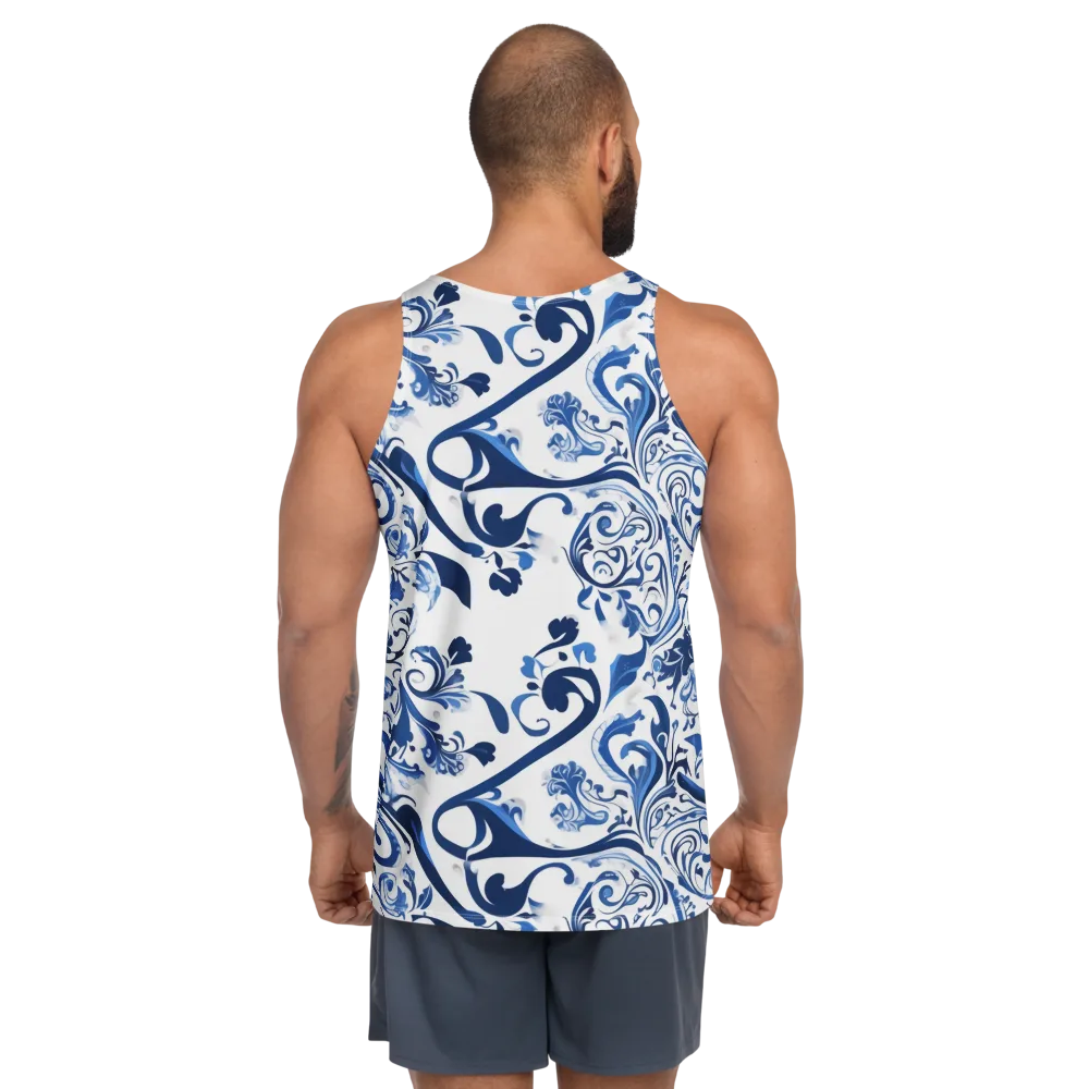 Blue Porcelain Dance on Men's Tank Top — Back