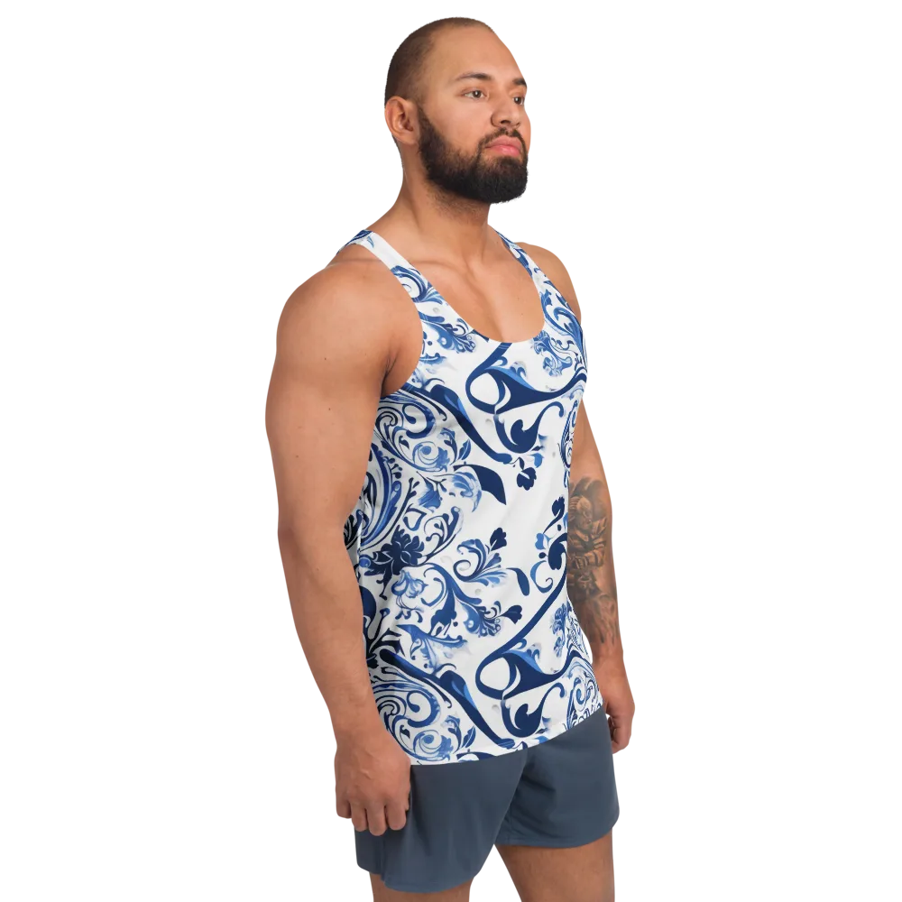 Blue Porcelain Dance on Men's Tank Top — Right Front