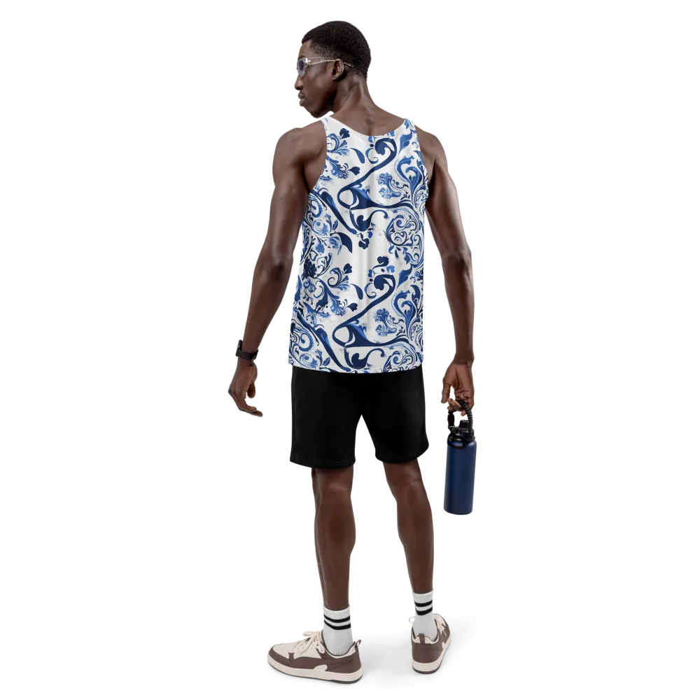 Blue Porcelain Dance on Men's Tank Top — Back