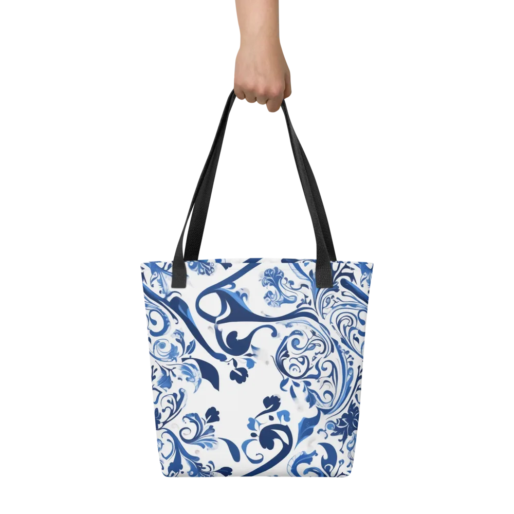 Blue Porcelain Dance on Tote Bag — Front