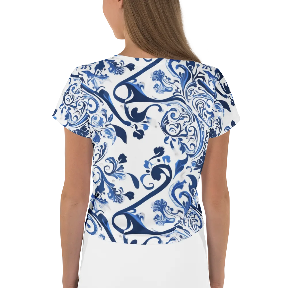 Blue Porcelain Dance on Crop Tee — Back