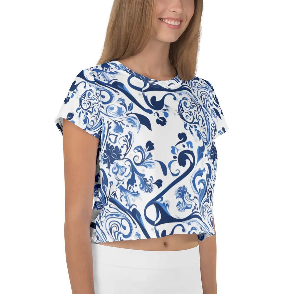 Blue Porcelain Dance on Crop Tee — Right