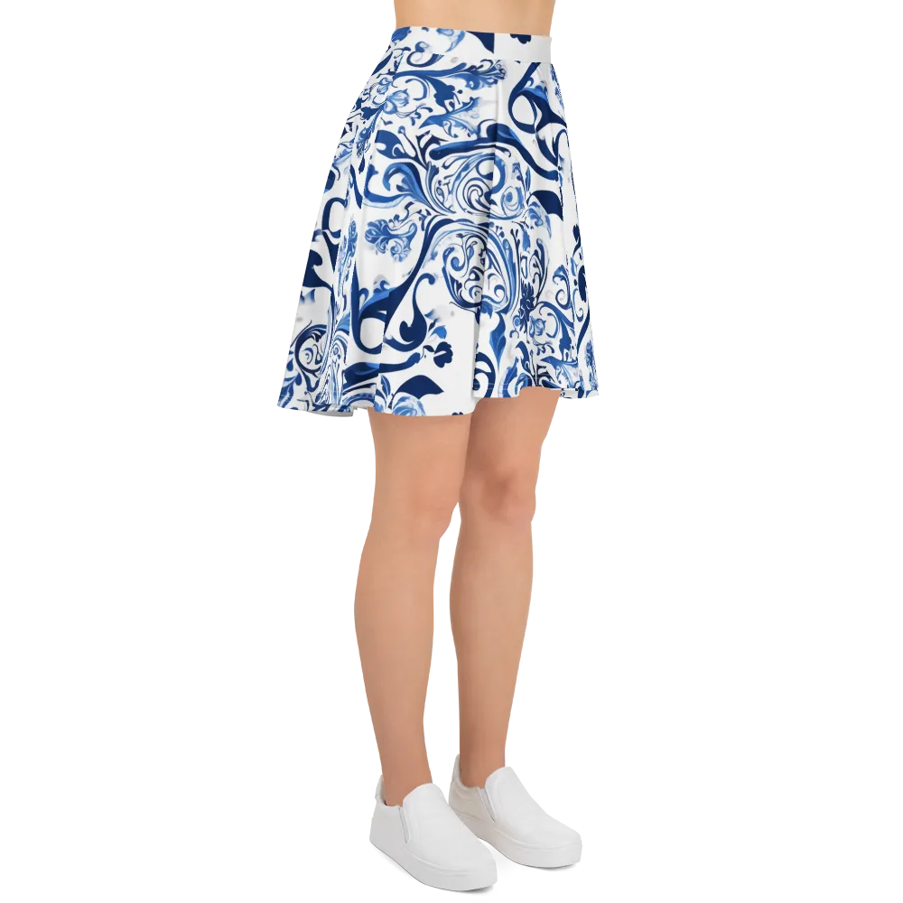 Blue Porcelain Dance on Skater Skirt — Right