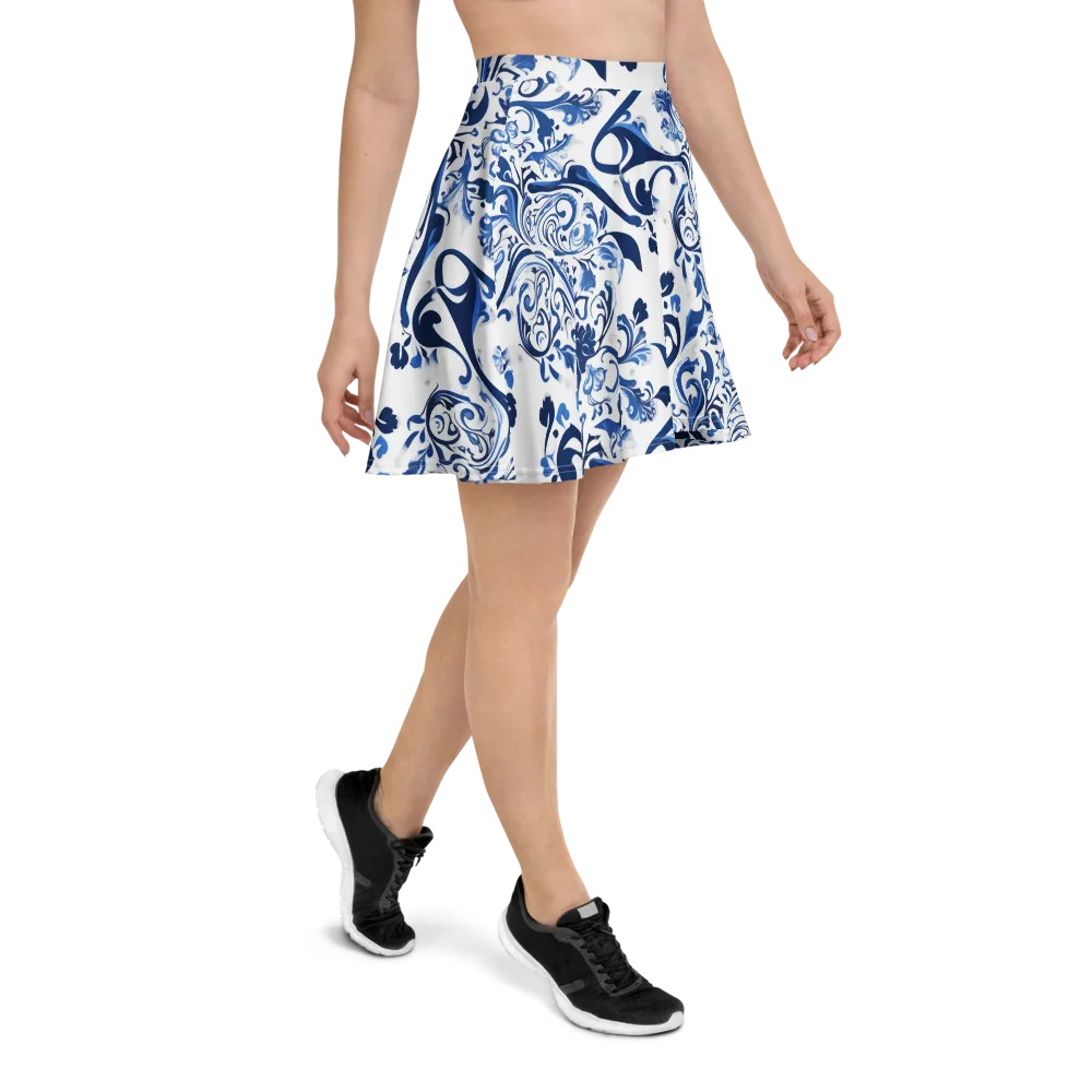 Blue Porcelain Dance on Skater Skirt — Right