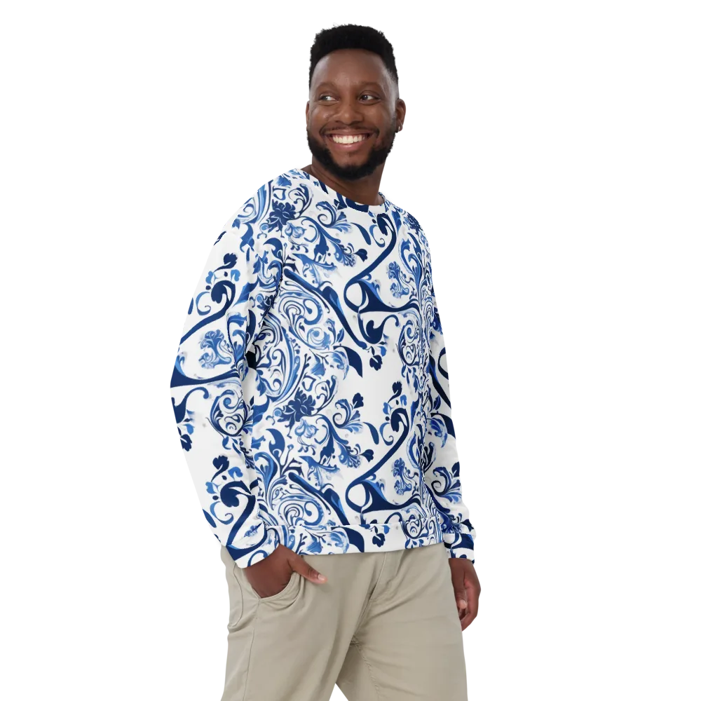 Blue Porcelain Dance on Sweatshirt — Front