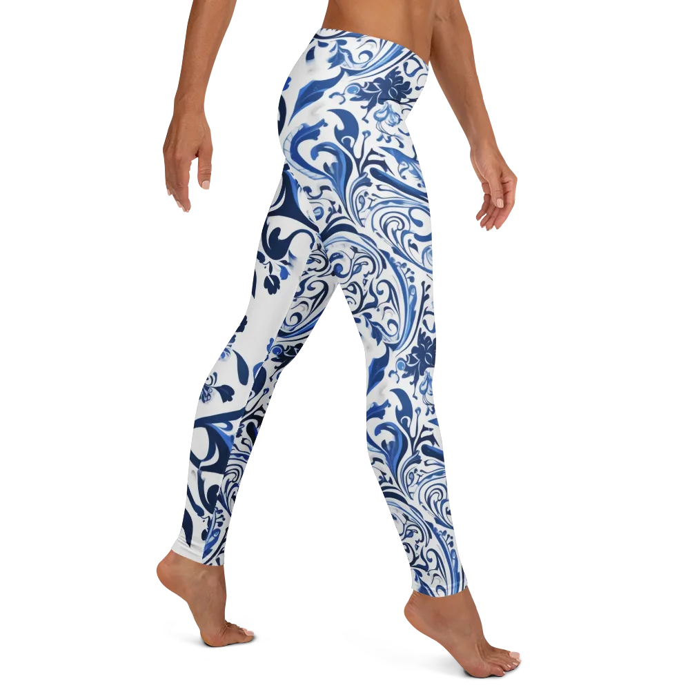 Blue Porcelain Dance on Leggings — Right