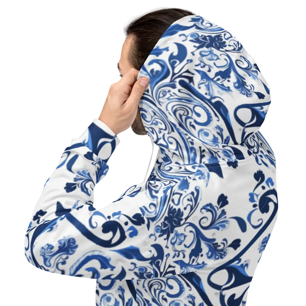Blue Porcelain Dance on Hoodie — Back
