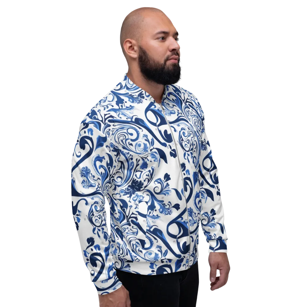 Blue Porcelain Dance on Bomber Jacket — Right