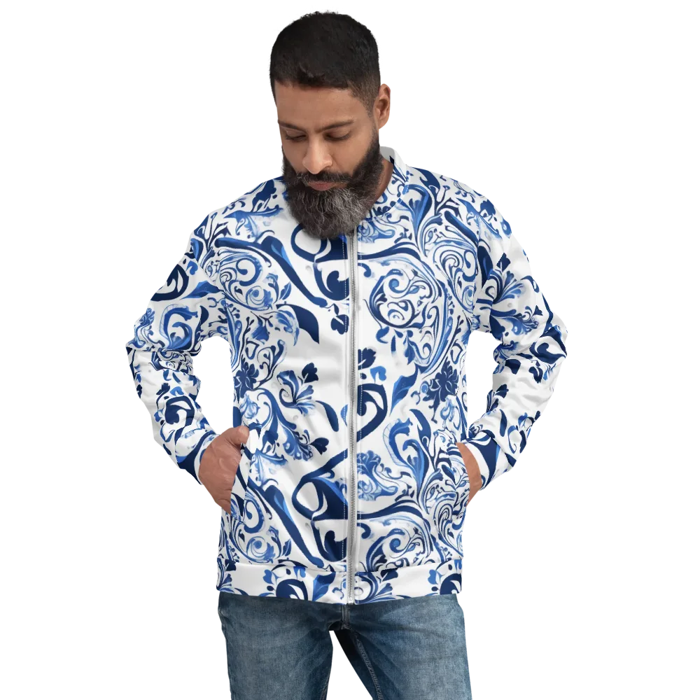 Blue Porcelain Dance on Bomber Jacket — Front