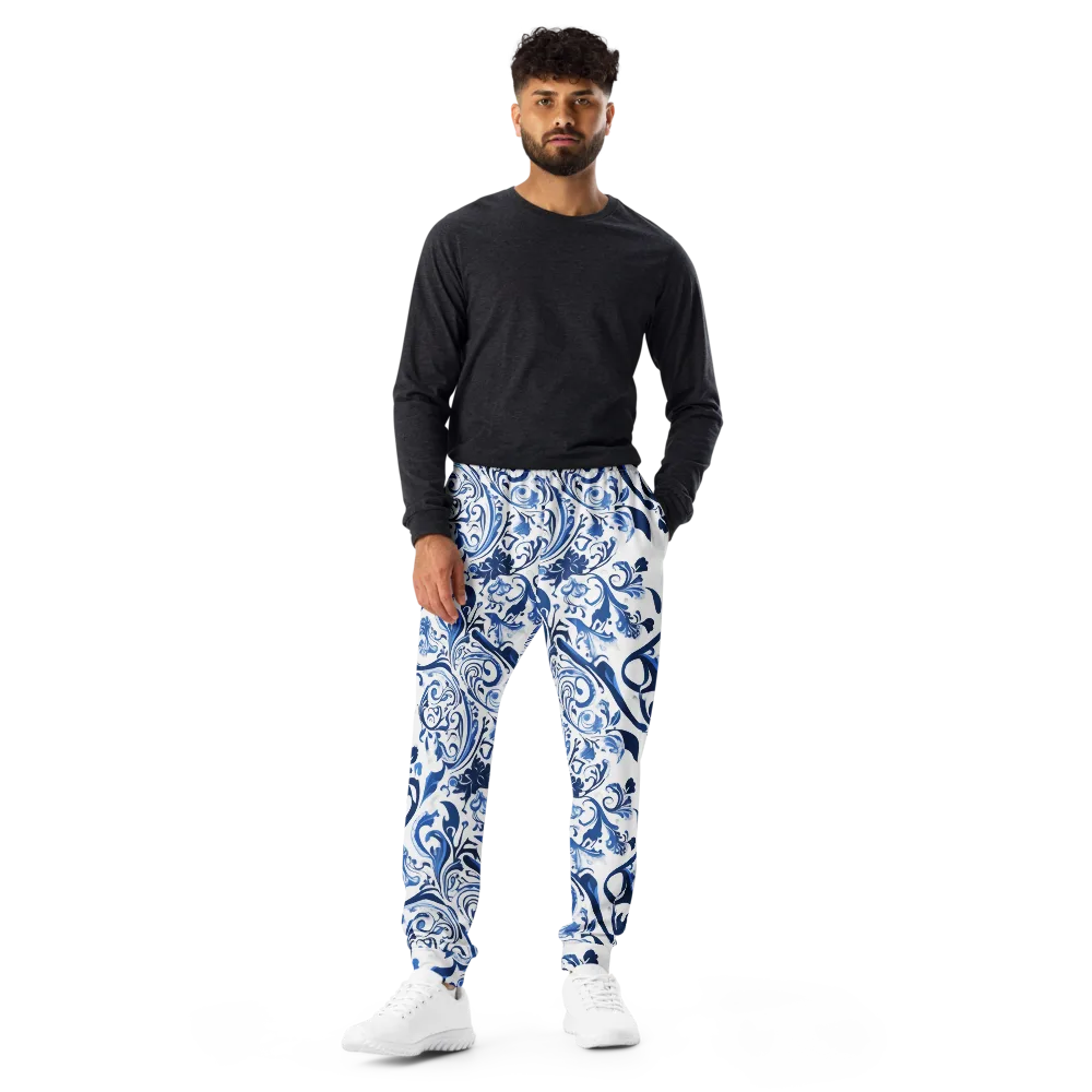 Blue Porcelain Dance on Men's Joggers — Front