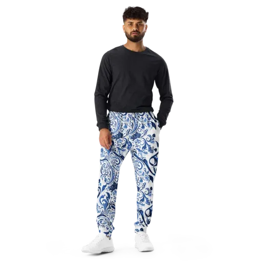 Blue Porcelain Dance on a Men's Joggers