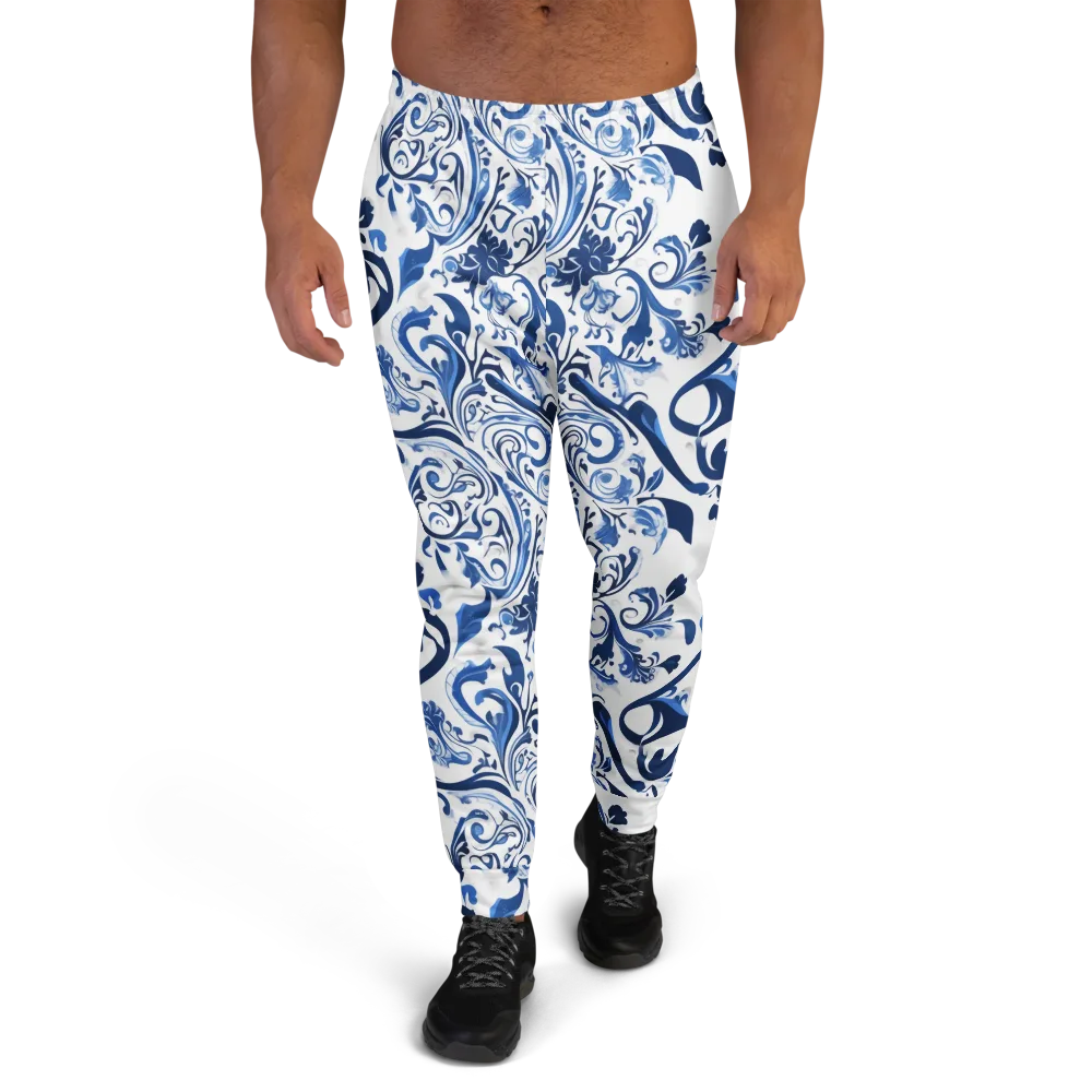Blue Porcelain Dance on Men's Joggers — Front