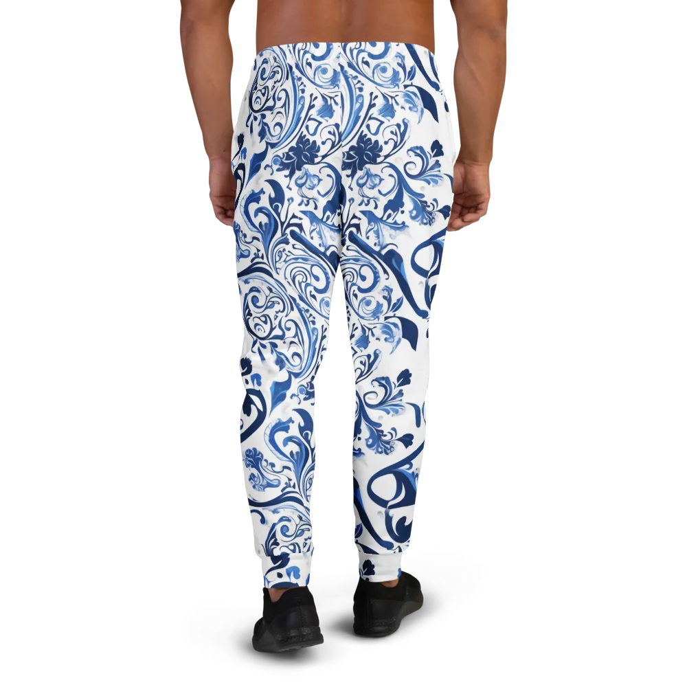 Blue Porcelain Dance on Men's Joggers — Back