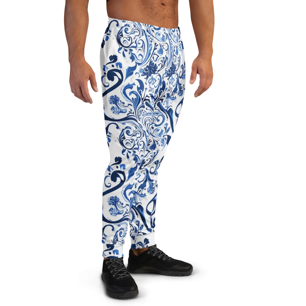 Blue Porcelain Dance on Men's Joggers — Right