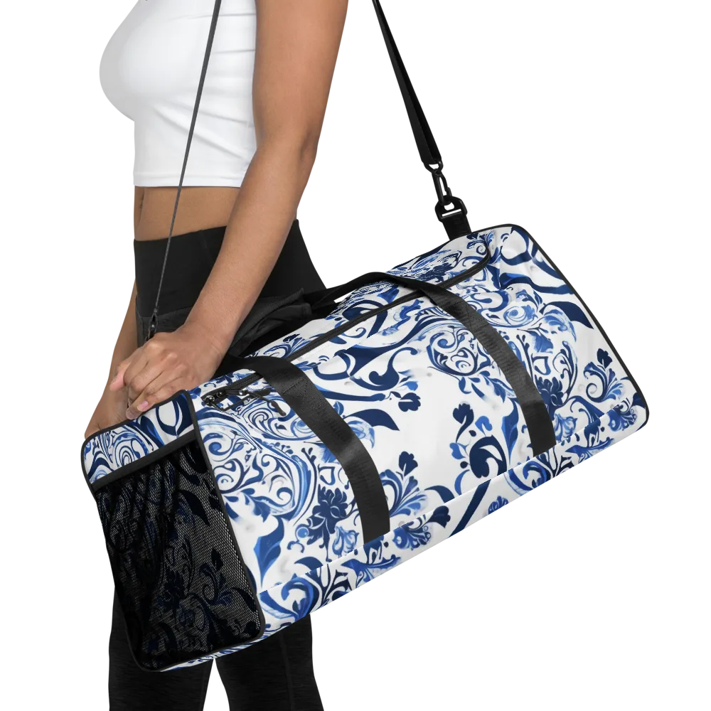Blue Porcelain Dance on Duffle Bag — Front