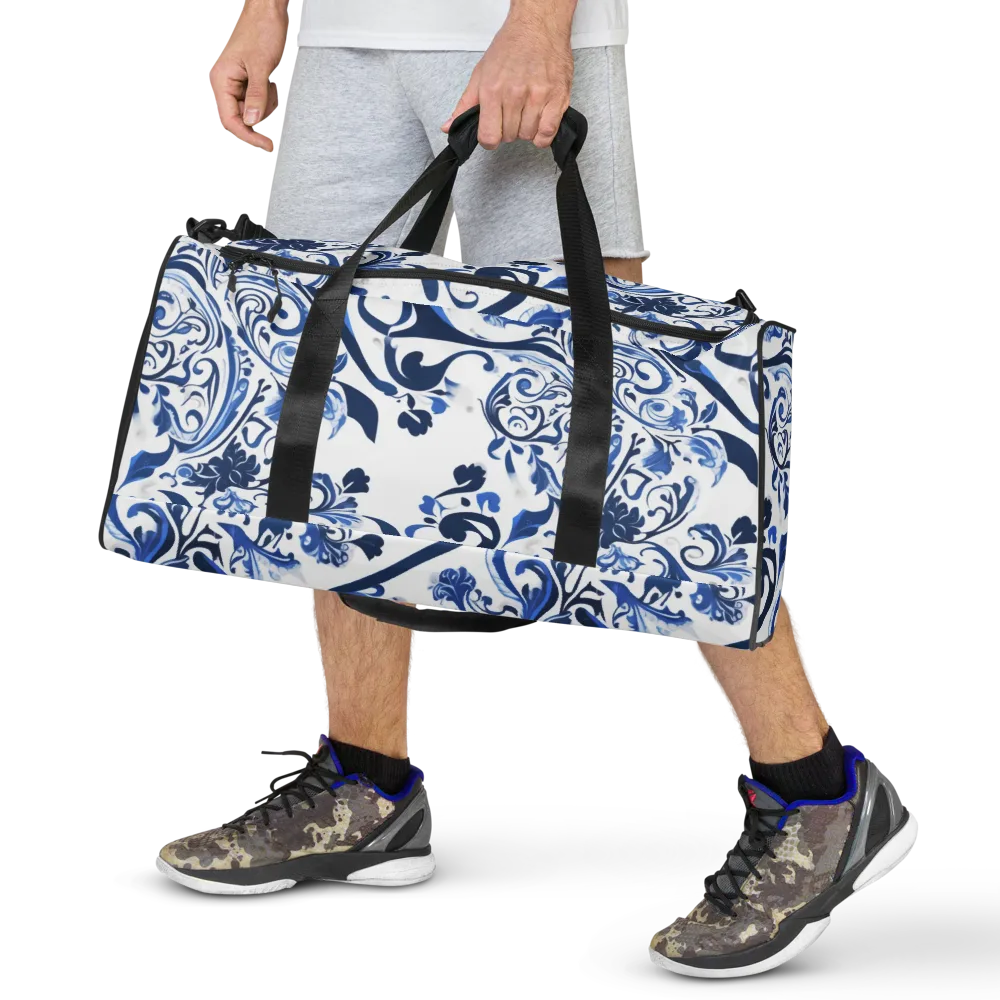 Blue Porcelain Dance on Duffle Bag — Front