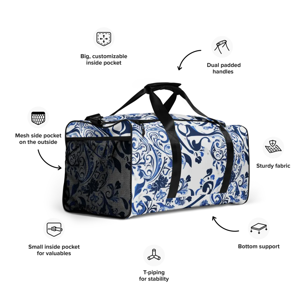 Blue Porcelain Dance on Duffle Bag — Right Front