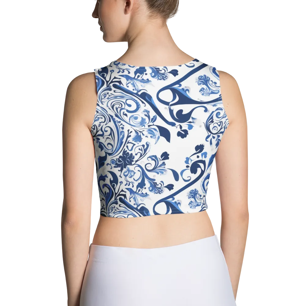 Blue Porcelain Dance on Crop Top — Back