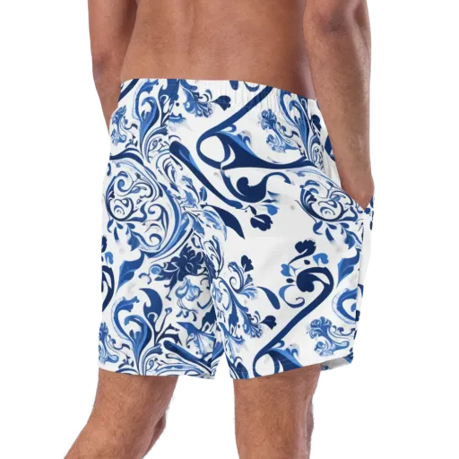 Blue Porcelain Dance on a Swim Trunks