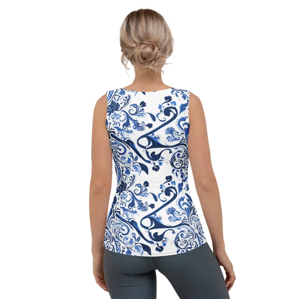 Blue Porcelain Dance on Women's Tank Top — Back