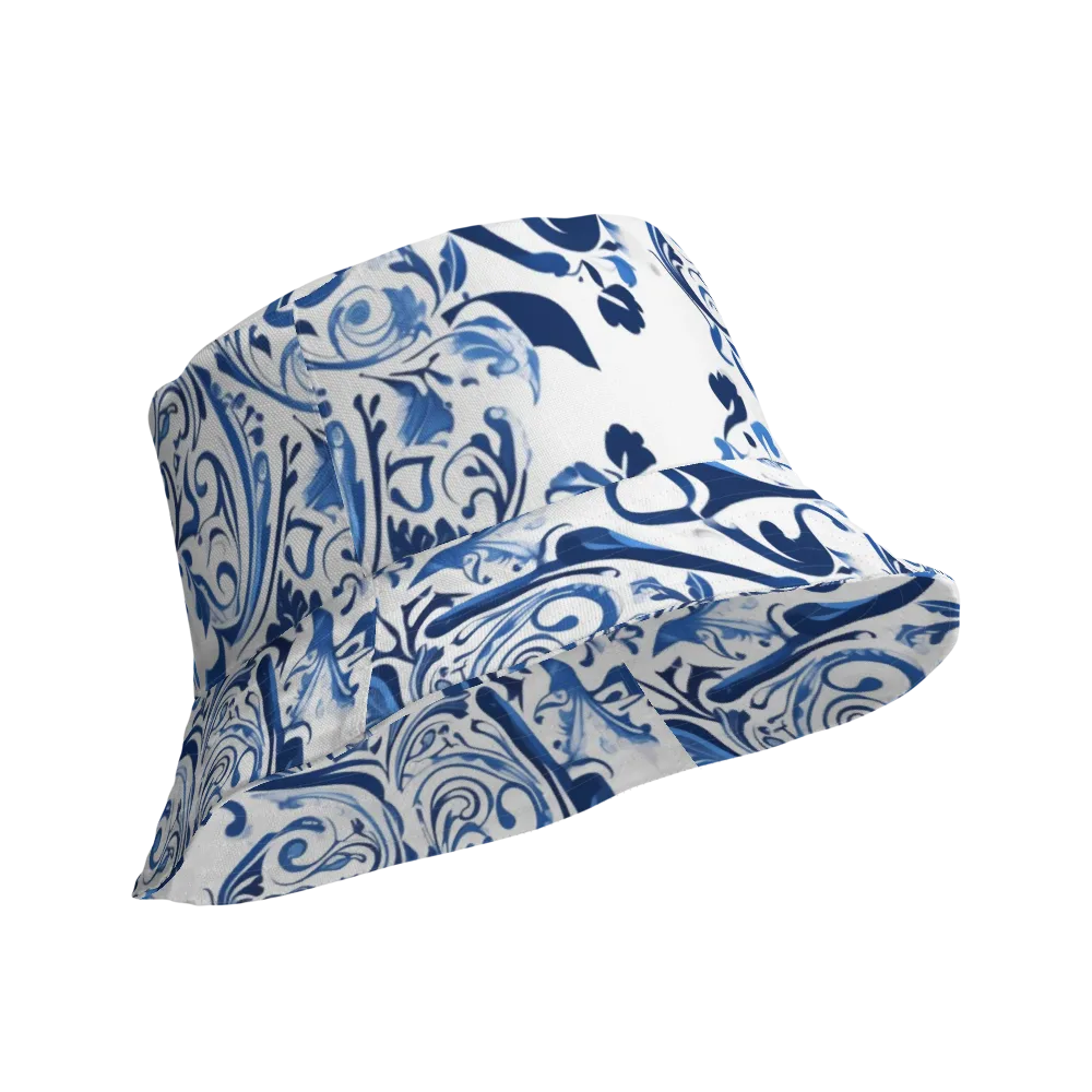 Blue Porcelain Dance on Reversible Bucket Hat — Product details Outside