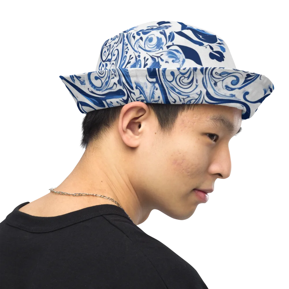 Blue Porcelain Dance on Reversible Bucket Hat — Right Outside