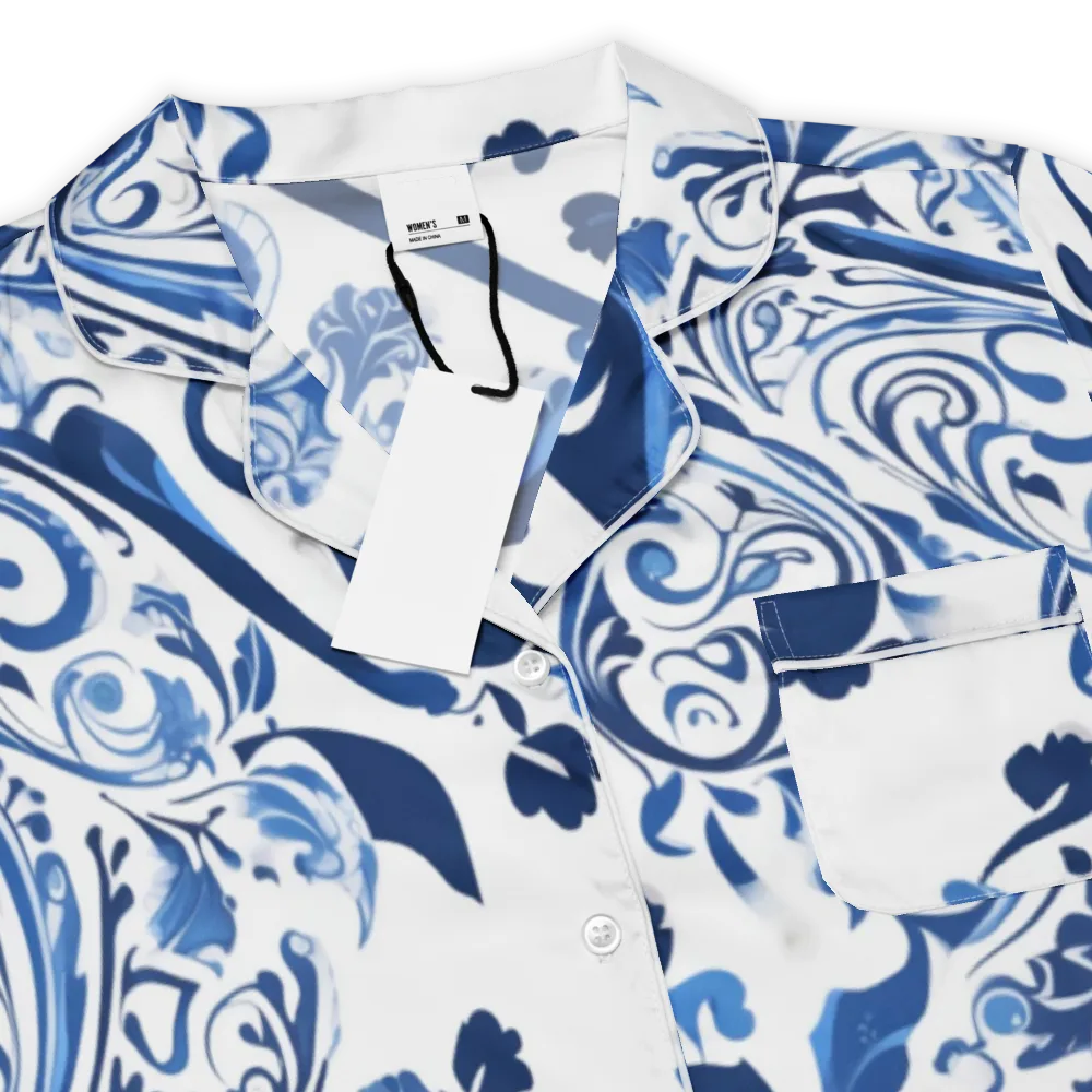 Blue Porcelain Dance on Women's Short Sleeve Pajama Top — Product details