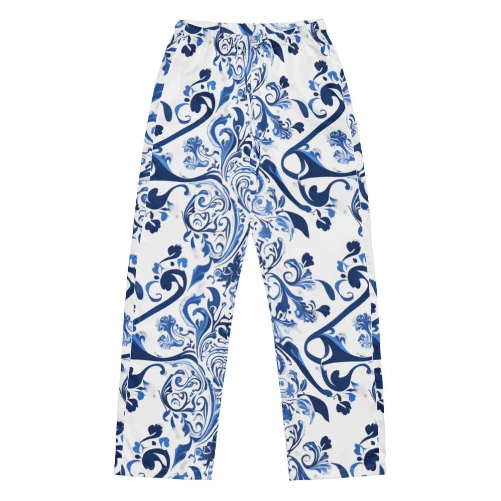 Blue Porcelain Dance on Women's Pajama Pants — Front