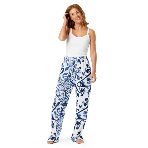 Blue Porcelain Dance on a Women's Pajama Pants