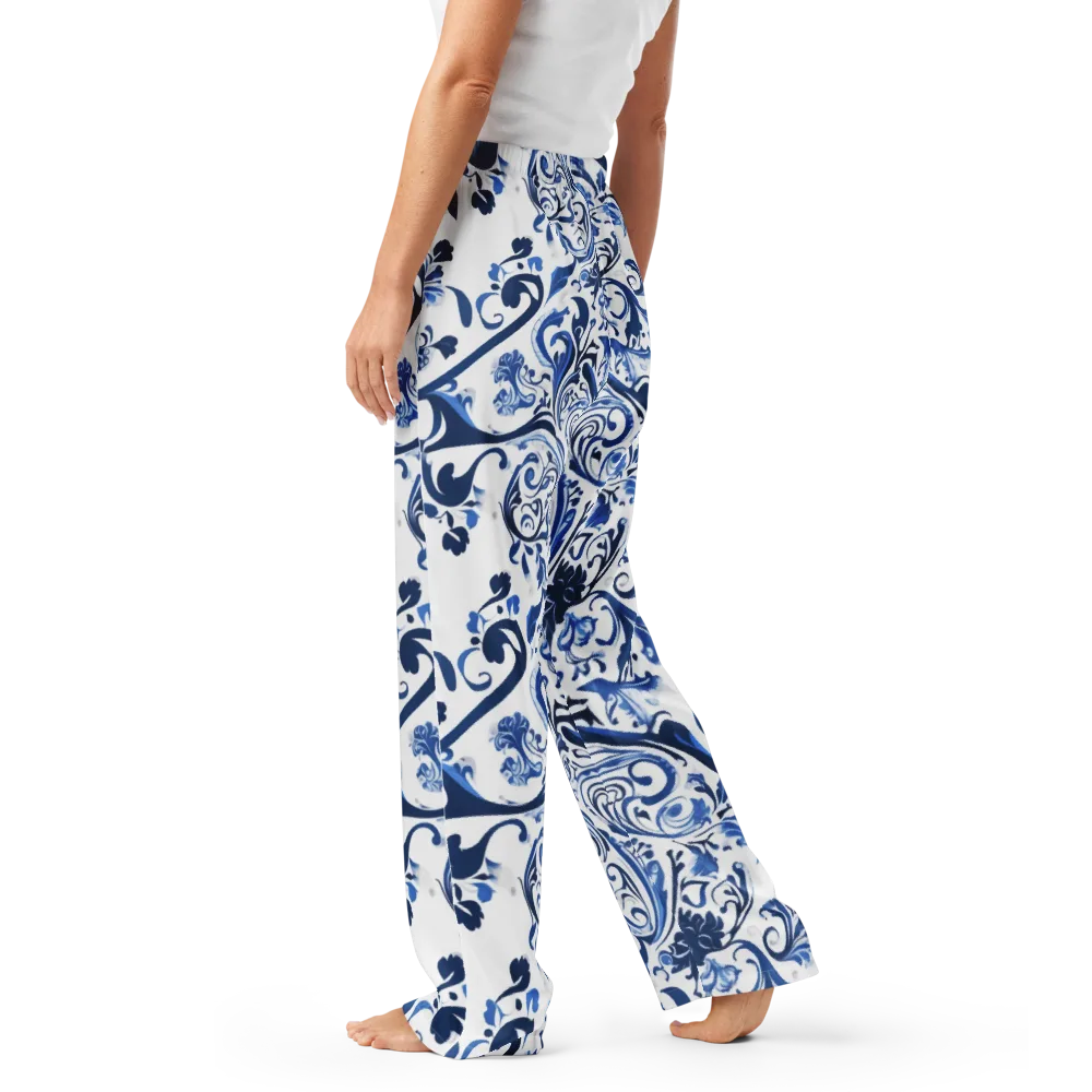 Blue Porcelain Dance on Women's Pajama Pants — Left
