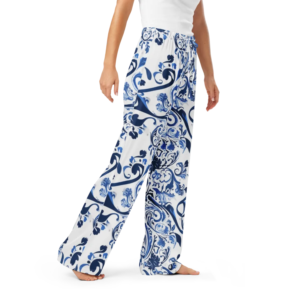 Blue Porcelain Dance on Women's Pajama Pants — Right Front