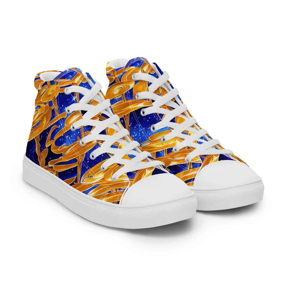 Simonet Swirls on Men's High Top Canvas Shoes — Right Front