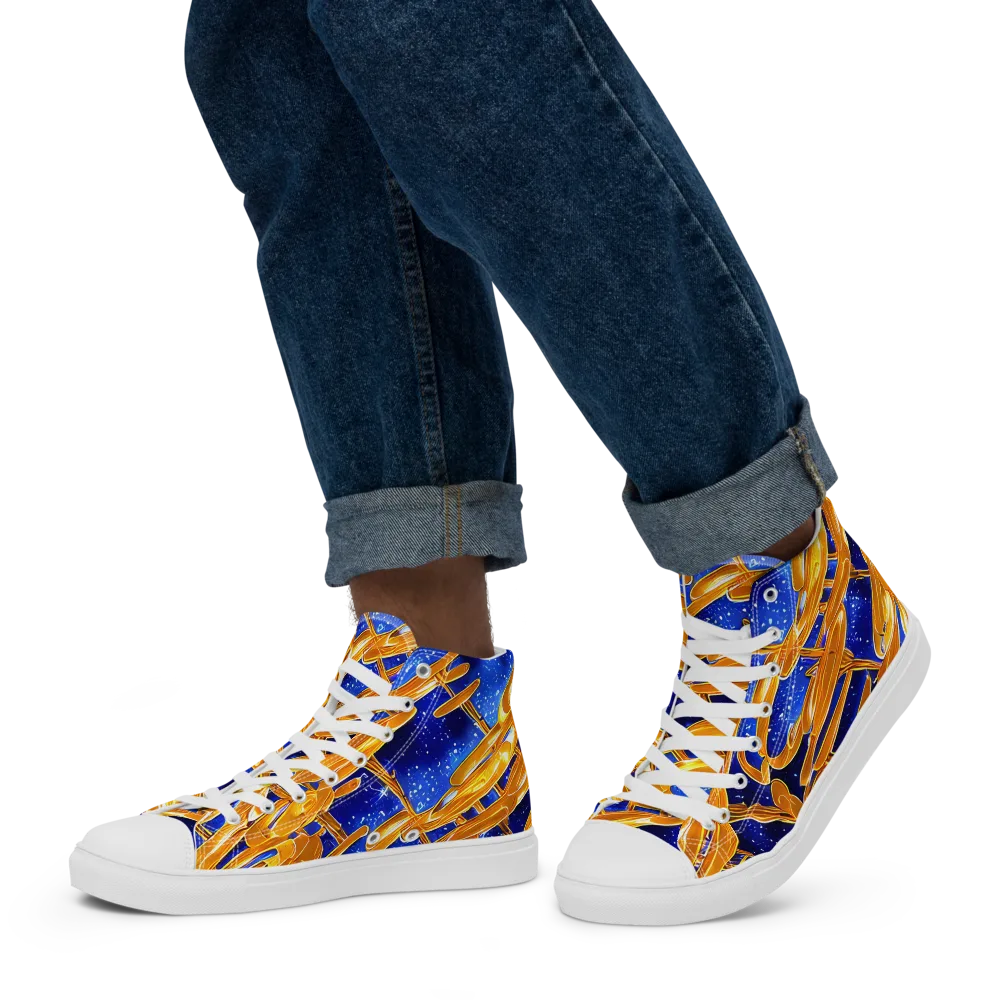 Simonet Swirls on Men's High Top Canvas Shoes — Left
