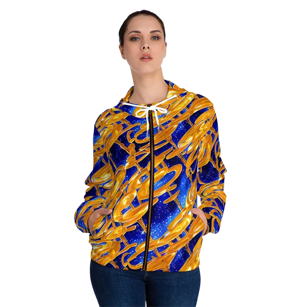 Simonet Swirls on Women's Full-Zip Hoodie — Front On Person