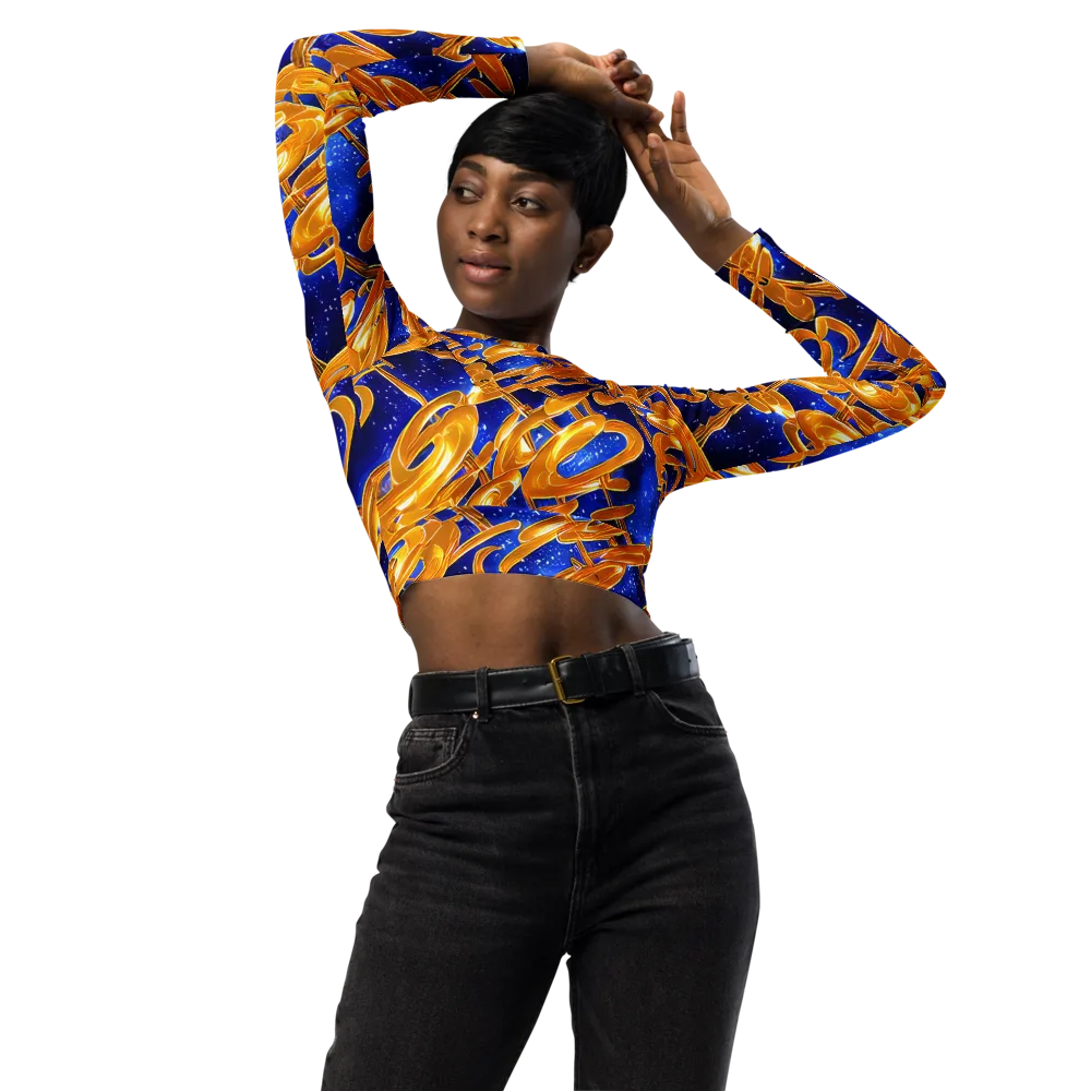 Simonet Swirls on Long Sleeve Crop Top — Front