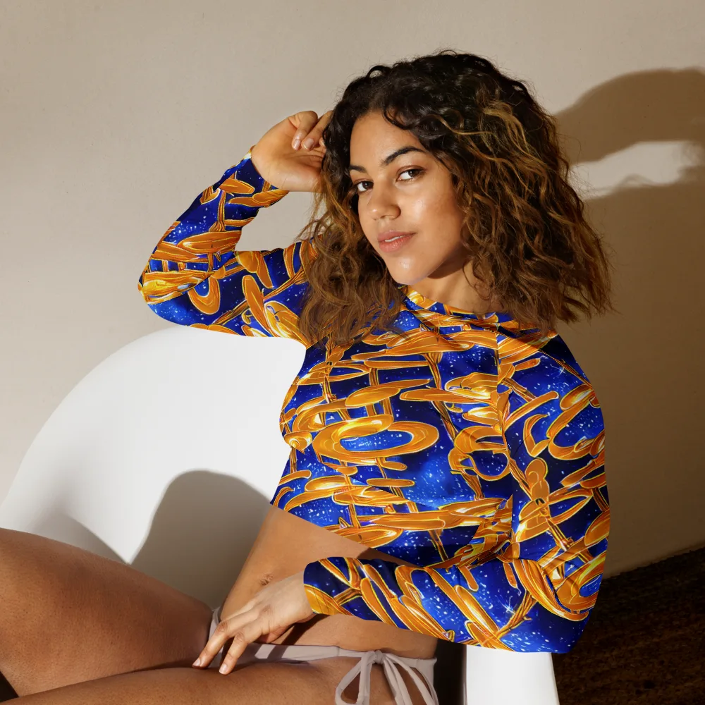 Simonet Swirls on Long Sleeve Crop Top — Left Front