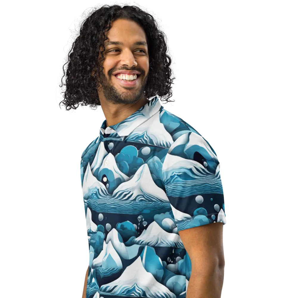 Azure Summit on Men's Slim Fit Polo Shirt — Left Front