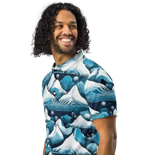 Azure Summit on a Men's Slim Fit Polo Shirt